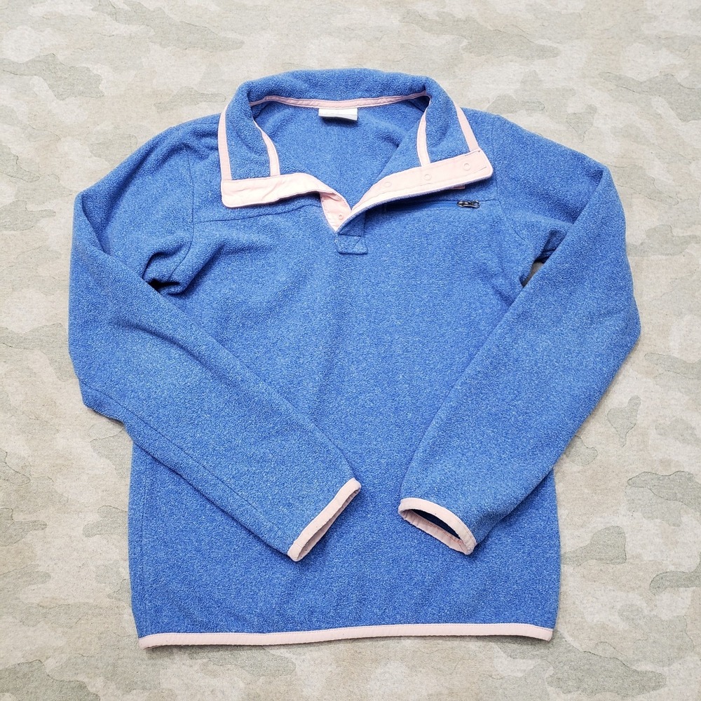 Columbia Sweatshirt Youth Girls‎ Medium Blue PFG Pullover Fishing Quarter Snap